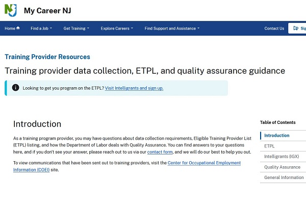 screenshot of website
